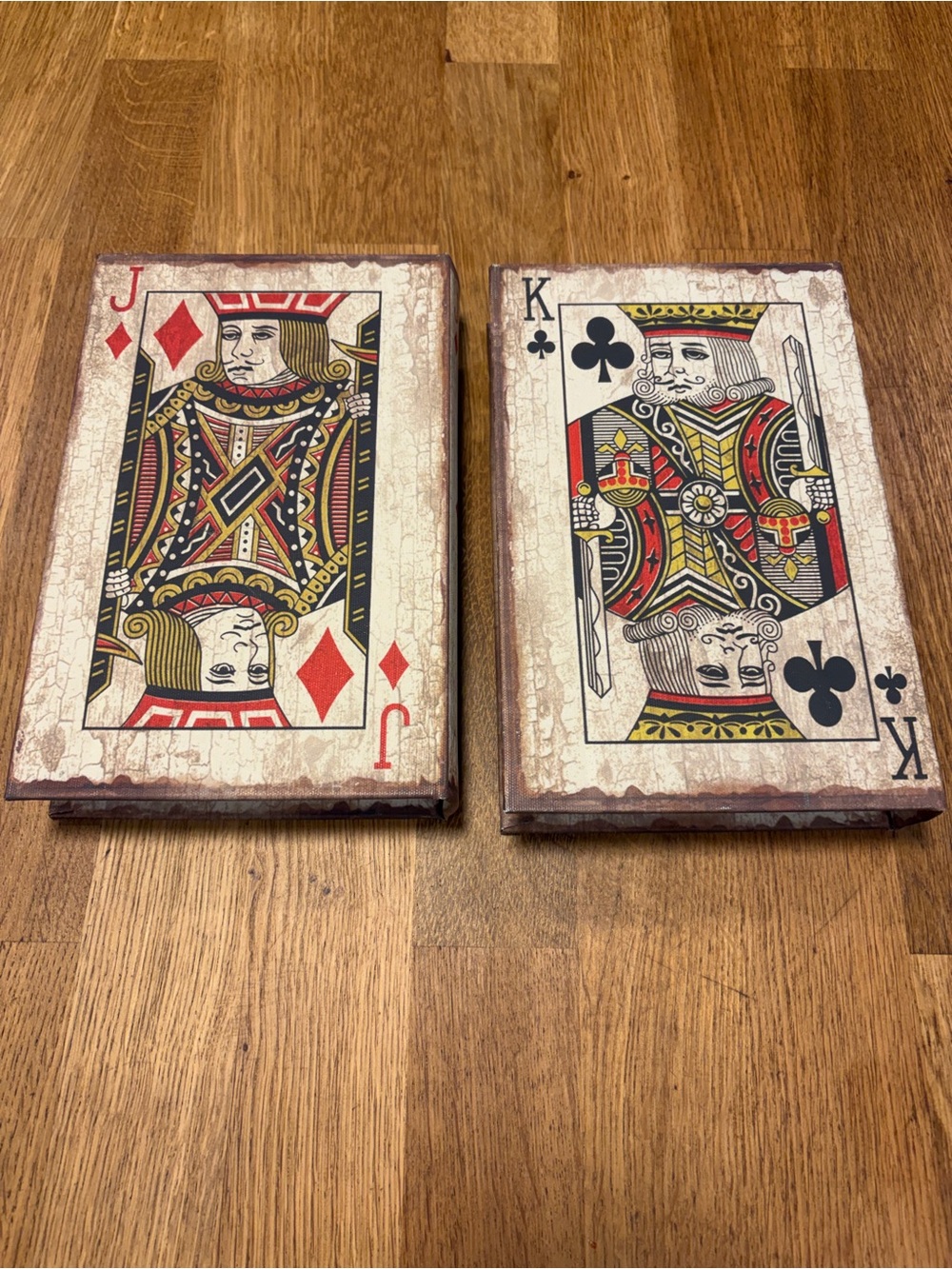 Vintage Style Playing Card trinket box Set - Red, Black, Gold